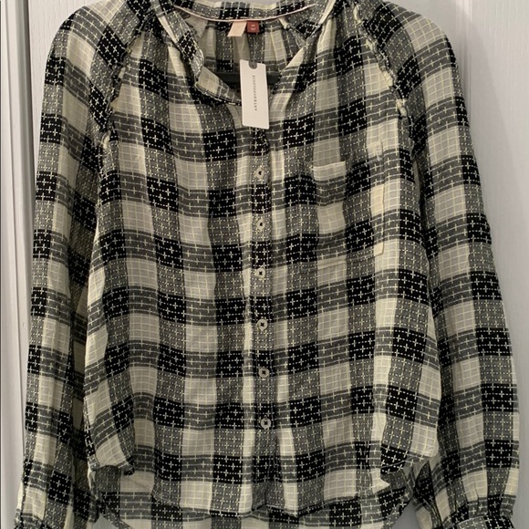 Anthropologie Pilcro‎  Black and White Cuffed Sleeve Blouse - Picture 2 of 8